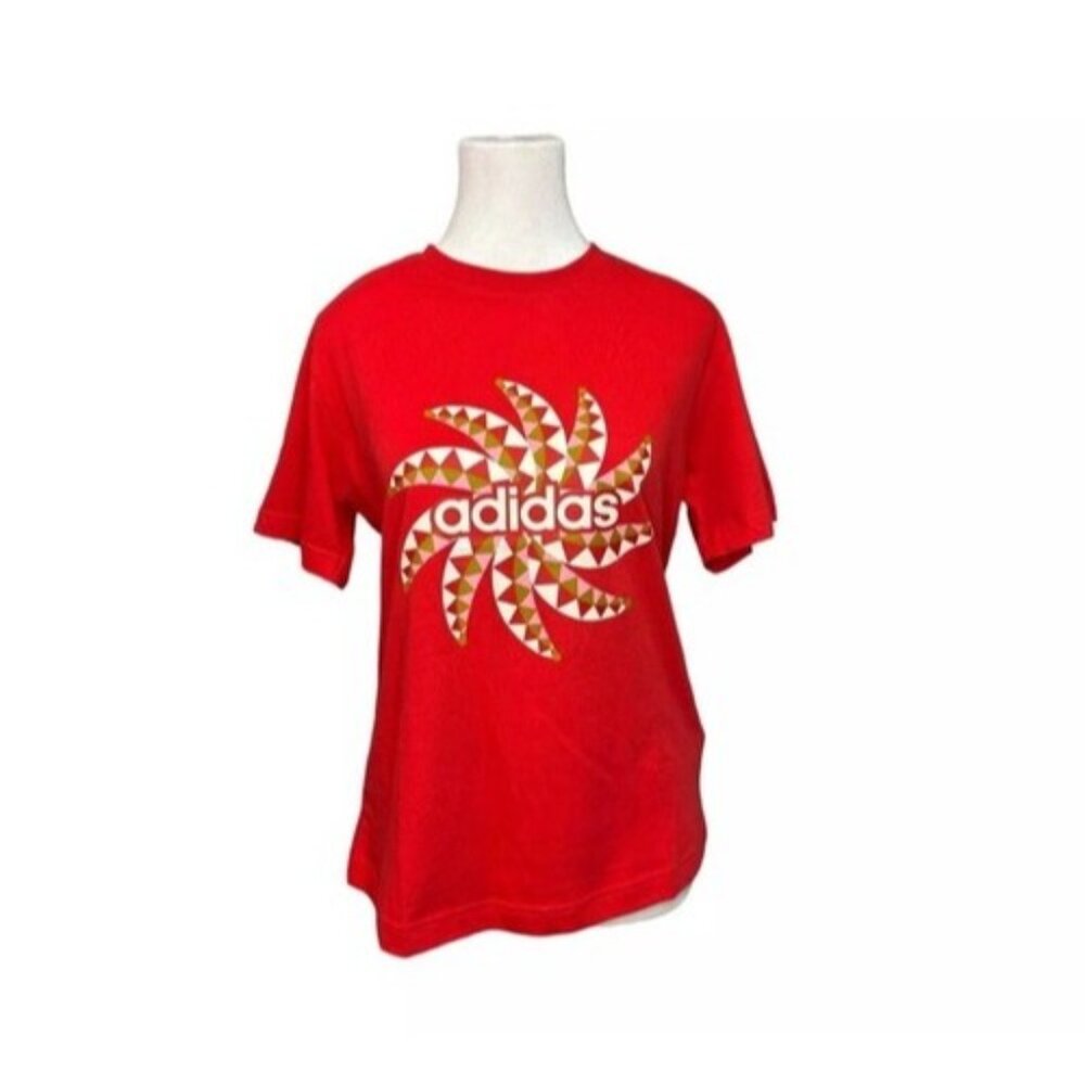 Adidas x FARM Rio Graphic Crew Neck Tee Bold Red Short Sleeve Size Medium